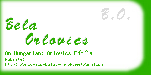 bela orlovics business card